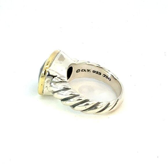 David Yurman Onyx Ring Size 7 18k Gold & Sterling Silver Estate DY626 - Picture 3 of 5
